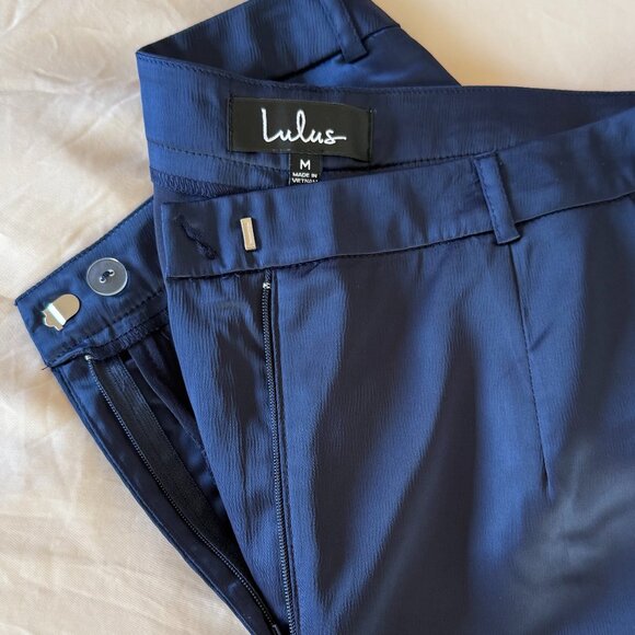 Lulus My Story Navy Blue Satin Trouser Pants - Picture 8 of 8